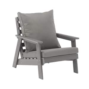 30 in. Resin Outdoor Patio Lounge Chair with Cushions in Gray