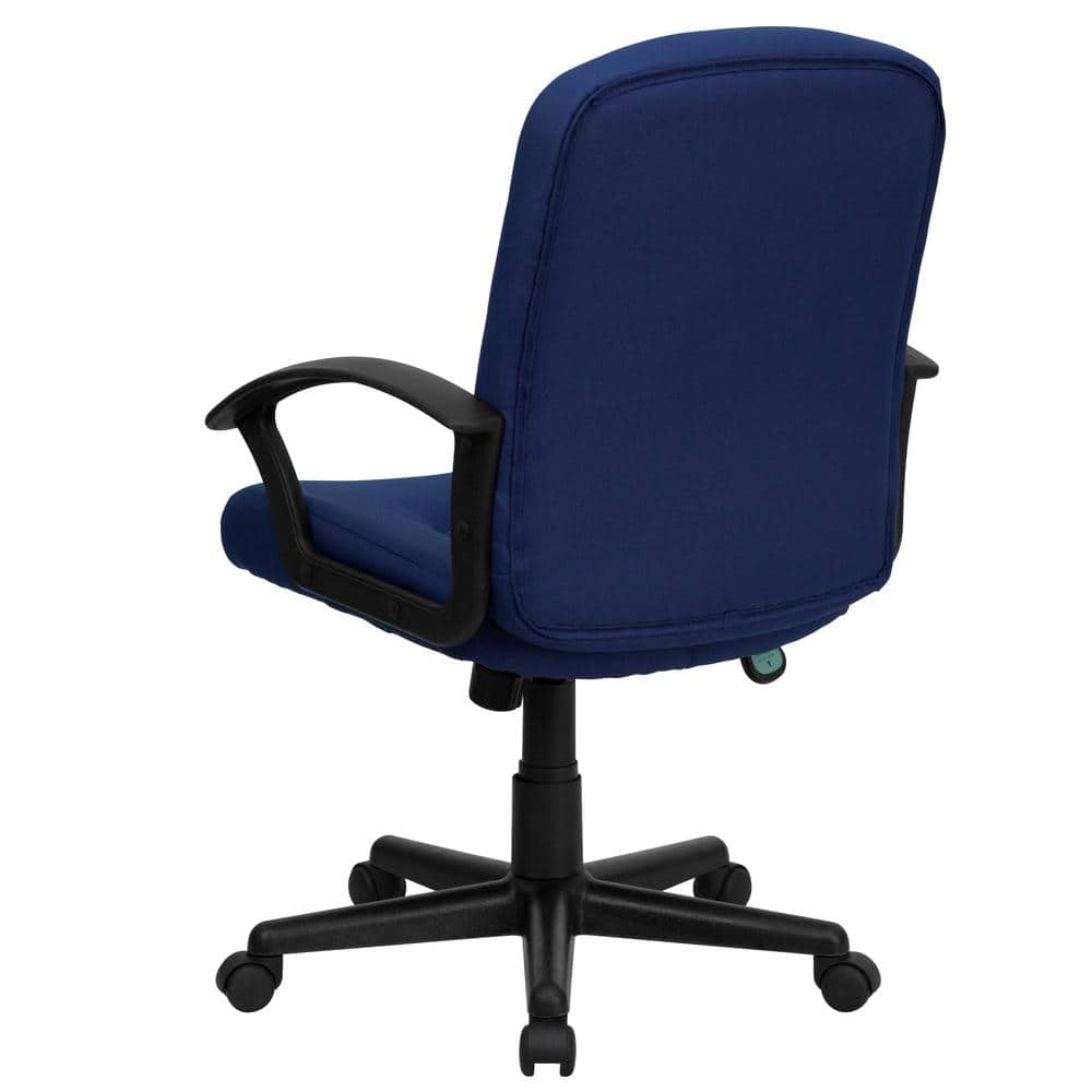 Navy Elegance Swivel Mid-Back Executive Chair with Fabric Upholstery
