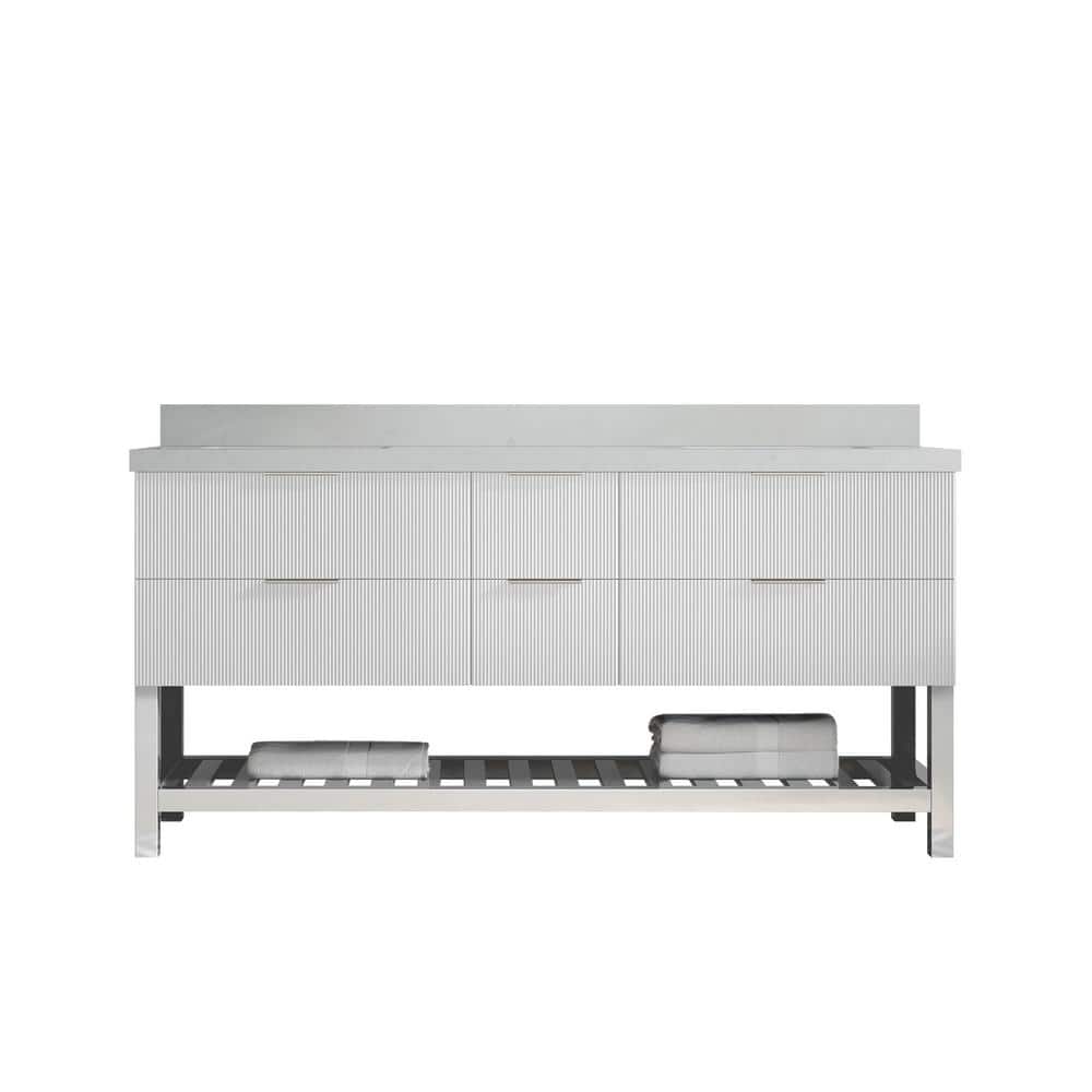 Catalina 72 in. W x 22 in. D x 36 in. H Double Sink Bath Vanity in White with 2 in. Carrara Qt. Top price history on PriceWatchPro