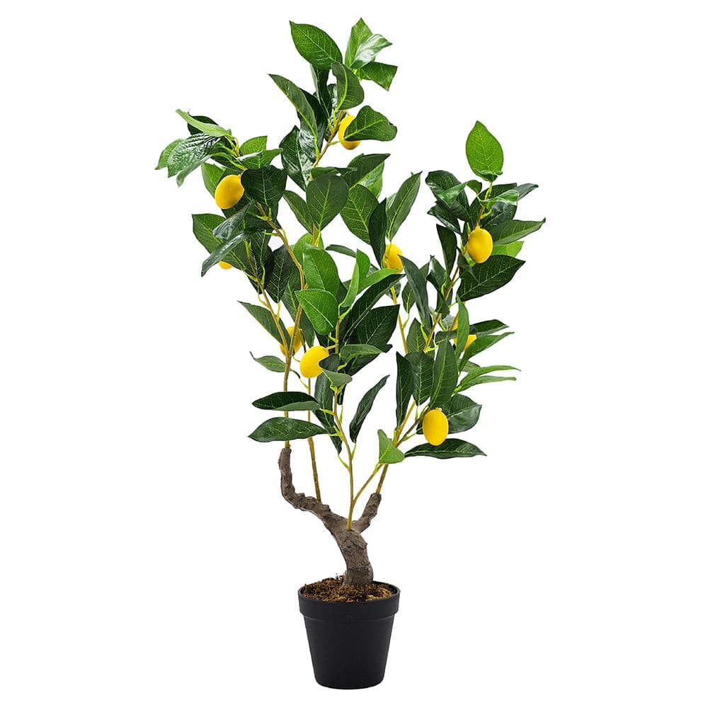 3 ft. Realistic Farmhouse Artificial Lemon Tree in Pot with Lifelike Greene