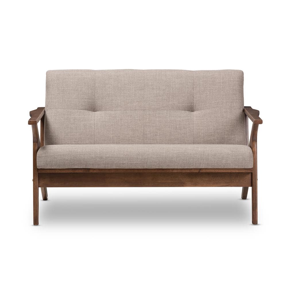 Baxton Studio Bianca 50 in. Light Grey Walnut Polyester 2 Seater