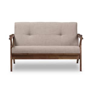 Bianca 50 in. Light Grey/Walnut Polyester 2-Seater Loveseat with Wood Frame