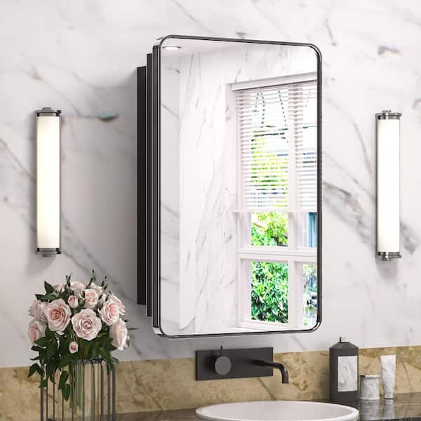 Keonjinn 48 x 32 Inch Black Bathroom Medicine Cabinets with Mirror  Adjustable Shelves Stainless Steel Frame 3 Doors Soft Closing Hinge Large  Modern