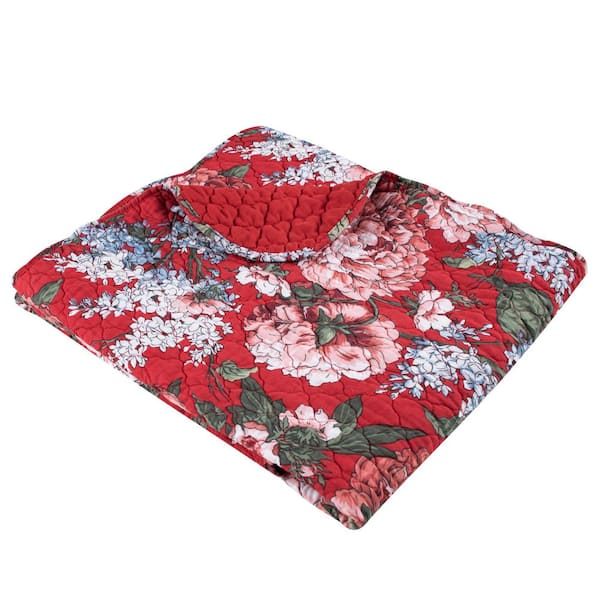 Greenland Home Fashions Millie Garnet Floral 50 in. x 60 in. Cotton Blend Throw Blanket