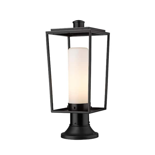 Unbranded Sheridan 19 .5 in 1 Light Black Aluminum Hardwired Outdoor Weather Resistant Pier Mount Light with No Bulb Included