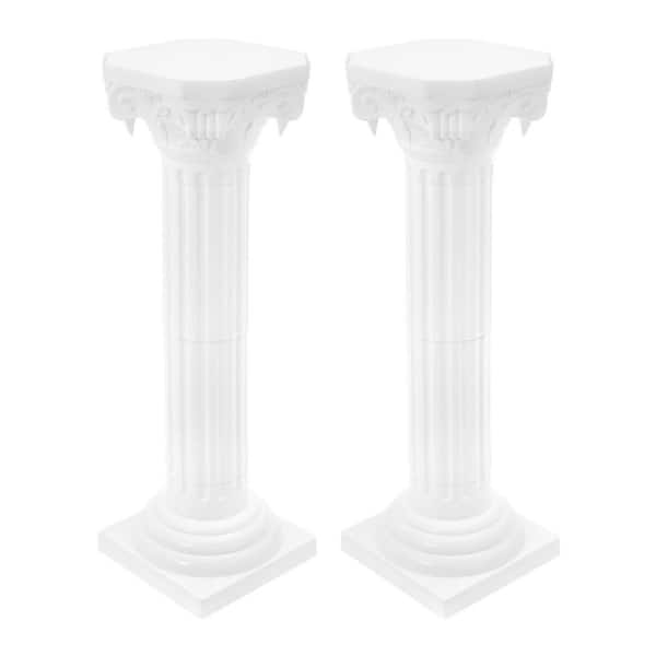 34.65 in. H White Wedding Party Event Decorative Roman Column Wedding Flower Stand (Pack of 2)