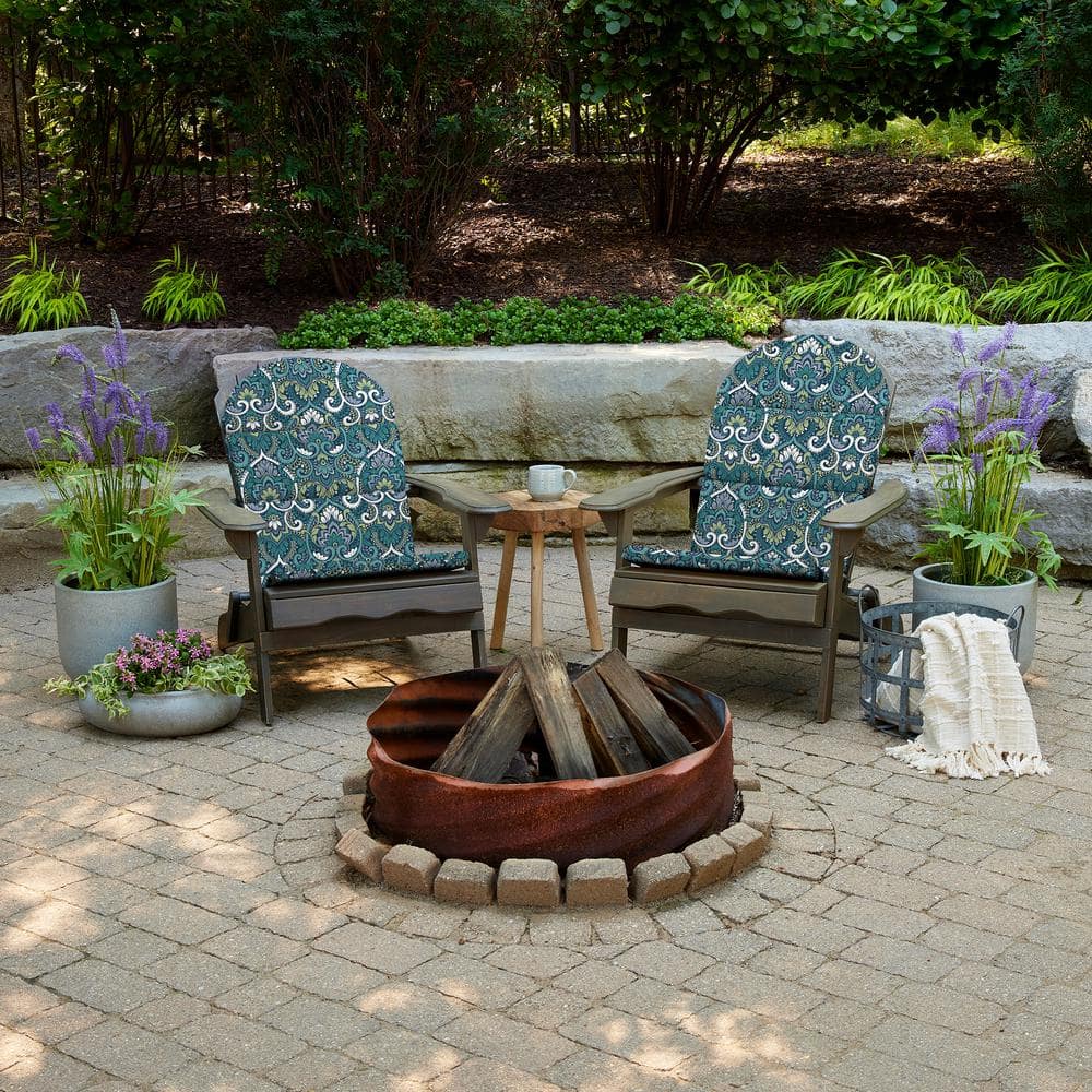 Sapphire Aurora Blue Damask Foam Adirondack Chair Cushions, Set of 2
