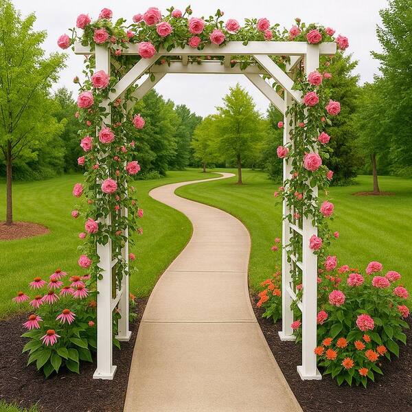 Oakland Living White Modern Aluminum Garden Arbor Arch GA-5500-WT