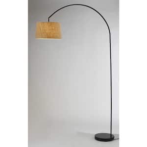 83 in. Brown and Black 1 Light 1-Way (On/Off) Standard Floor Lamp for Liviing Room with Metal Round Shade