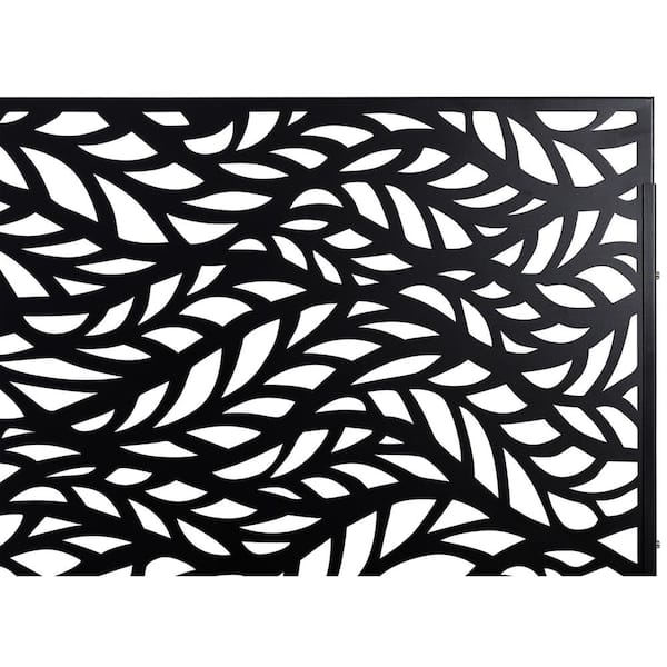 Runesay Outdoor 76 in. Hx48 in. W Metal Privacy Screen in Black for Deck Balcony Patio