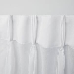 Penny Winter White Solid Sheer Triple Pinch Pleat / Hidden Tab Curtain, 27 in. W x 84 in. L (Set of 2)