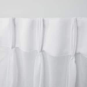 Penny Winter White Solid Sheer Triple Pinch Pleat / Hidden Tab Curtain, 27 in. W x 96 in. L (Set of 2)