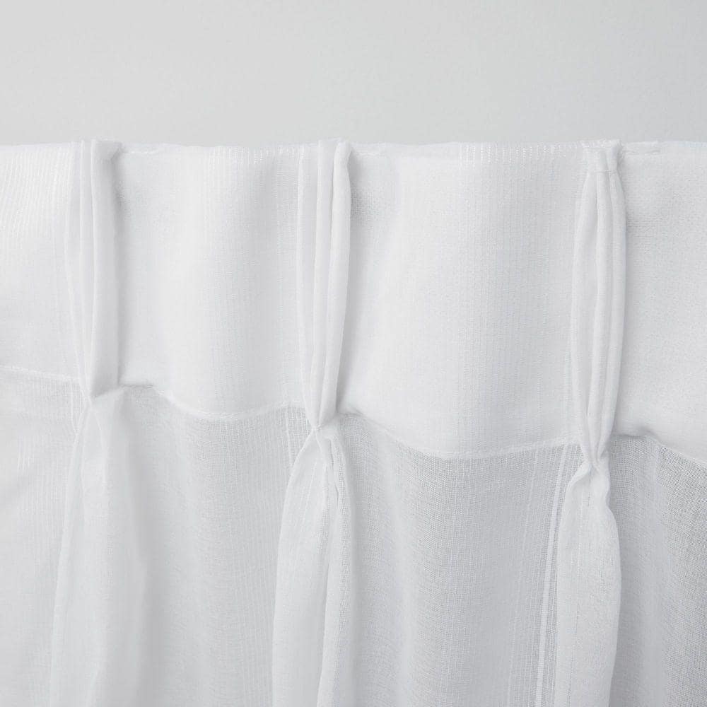 White Sheer Pleated Polyester Kitchen Window Curtain Panel