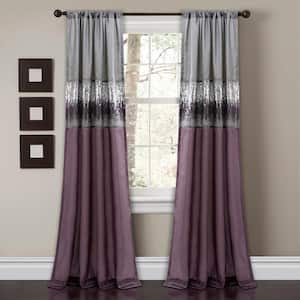 Purple/Grey Solid Rod Pocket Room Darkening Curtain - 42 in. W x 95 in. L