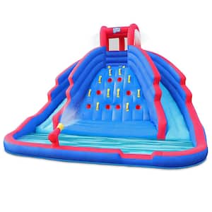 Ultra Climber Multi-Colored Inflatable Water Slide Park and Climbing Wall with Air Pump