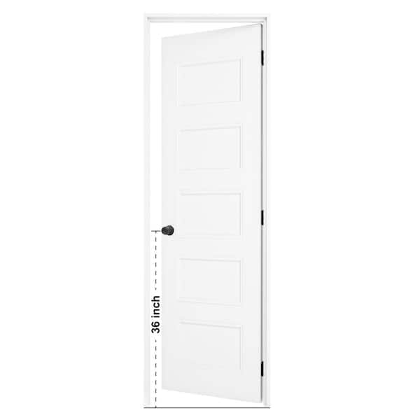 24 in. x 80 in. 5-Panel Right-Handed Painted Solid Core Wood Single Prehung Interior Door with Split Jamb and Lever