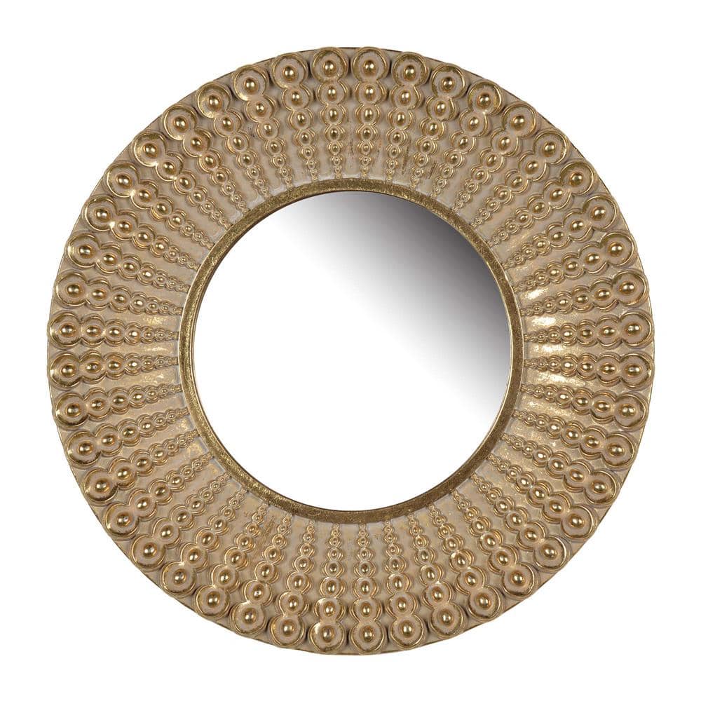 14 in. W x 14 in. H Round Framed Wall Bathroom Vanity Mirror in Gold for Li
