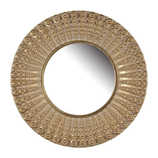 Unbranded 14 in. W x 14 in. H Round Framed Wall Bathroom Vanity Mirror in Gold for Living Room, Entryway, Bathroom, Office, Foyer