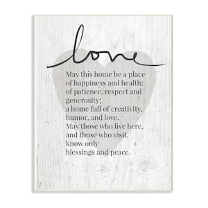 12.5 in. x 18.5 in. "May This Home Be a Place of Love Grey Wood Textured Heart" by Linda Woods Wood Wall Art