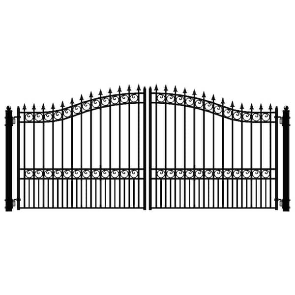 ALEKO London Style 18 ft. x 6 ft. Black Steel Dual Driveway Fence Gate