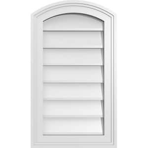 14 in. x 24 in. Arch Top Surface Mount PVC Gable Vent: Functional with Brickmould Frame