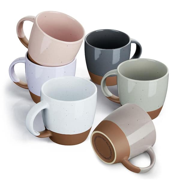 18 oz. Colorful Ceramic Coffee Mugs (Set of 6), Great for Tea Hot Chocolate, Microwave Safe, Modern, Unique Style