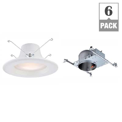 6 in. 2700K New Construction Recessed Integrated LED Housing with White Baffle LED Trim Kit (6-Pack)