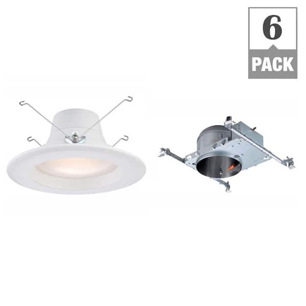 EnviroLite 6 in. 2700K New Construction Recessed Integrated LED Housing with White Baffle LED Trim Kit (6-Pack)