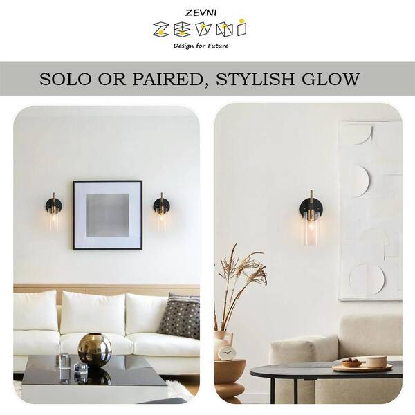 夏セール開催中 MAX80%OFF！ 1-Light Modern Zevni Brass Bathroom Black Sconce, Wall Gold アイドル