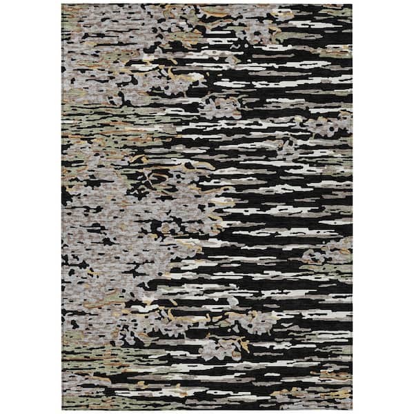 Chantille Machine Washable Indoor/Outdoor Abstract ACN2839 Black 10 ft. x 14 ft. Area Rug