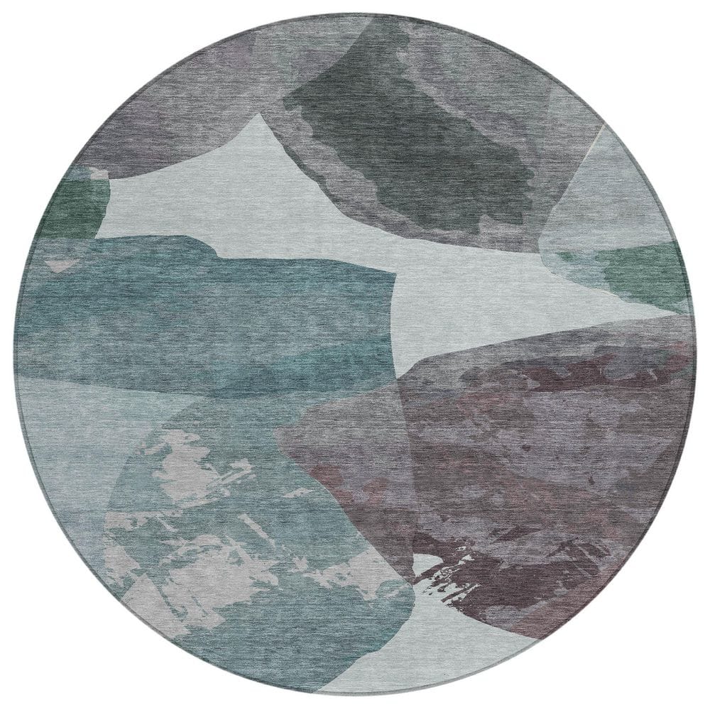 Chantille Machine Washable Indoor/Outdoor Abstract ACN2901 Teal 8 ft. x 8 ft. Round Rug price history on PriceWatchPro
