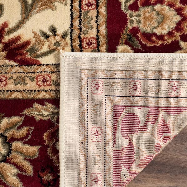 Lyndhurst Ivory/Red 8 ft. x 8 ft. Round Floral Antique Border Area Rug