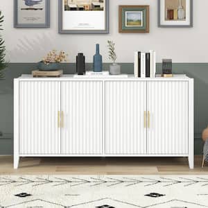 White MDF Top 63.1 in. Sideboard With 2-Shelves