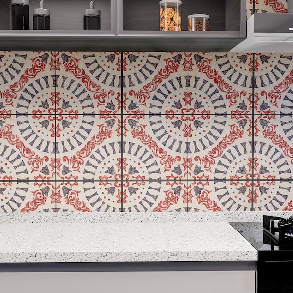 24 in. x 120 in. Vinyl Peel and Stick Backsplash Tile Roll, Multi-Colored Wall Tile for Kitchen (20 sq. ft. / Roll)