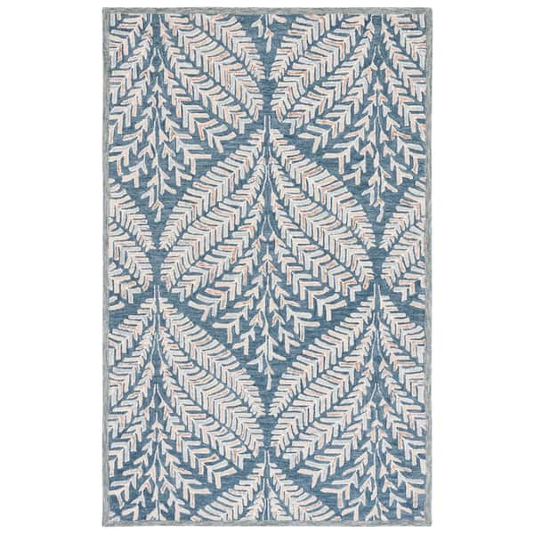 SAFAVIEH Capri Gray/Ivory 6 ft. x 9 ft. Geometric Leaf Area Rug