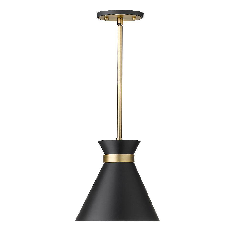 Soriano 8" Matte Black and Heritage Brass Steel Globe Pendant Light