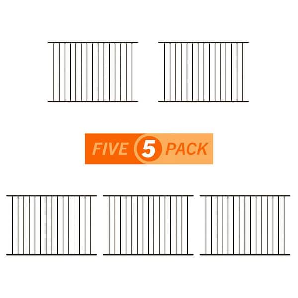 Newtown 4 ft. H x 6 ft. W Black Aluminum Pre-Assembled Fence Panel (5-Pack)