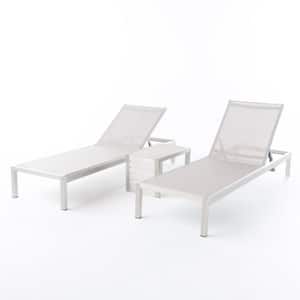 Cape Coral Silver 3-Piece Metal Outdoor Patio Chaise Lounge
