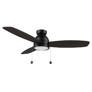 Troyes 52 in. Integrated LED Indoor Black 5-Speed DC Ceiling Fan with Light Kit and Color Changing Pull Chain