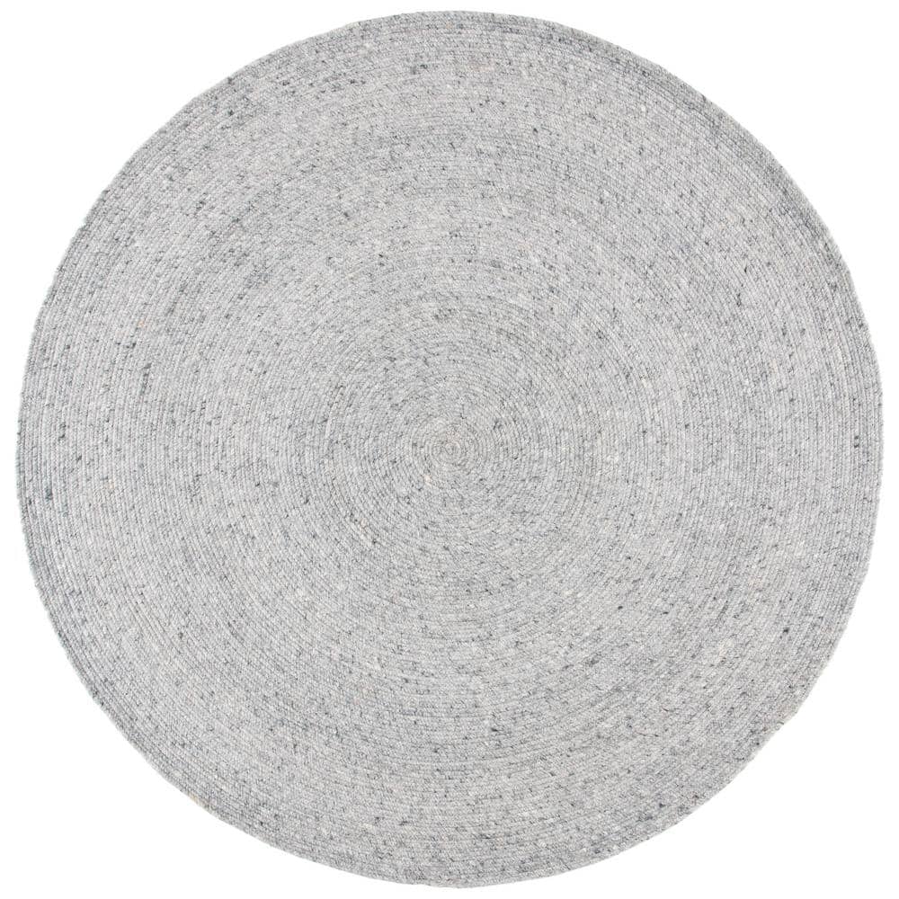 SAFAVIEH Braided Light Gray 8 ft. x 8 ft. Speckled Solid Color Round ...