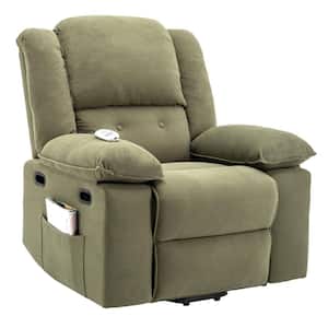 Green Linen Upholstery Massage Recliner Chair with Power Lift Chair, Adjustable Massage and Heating Function