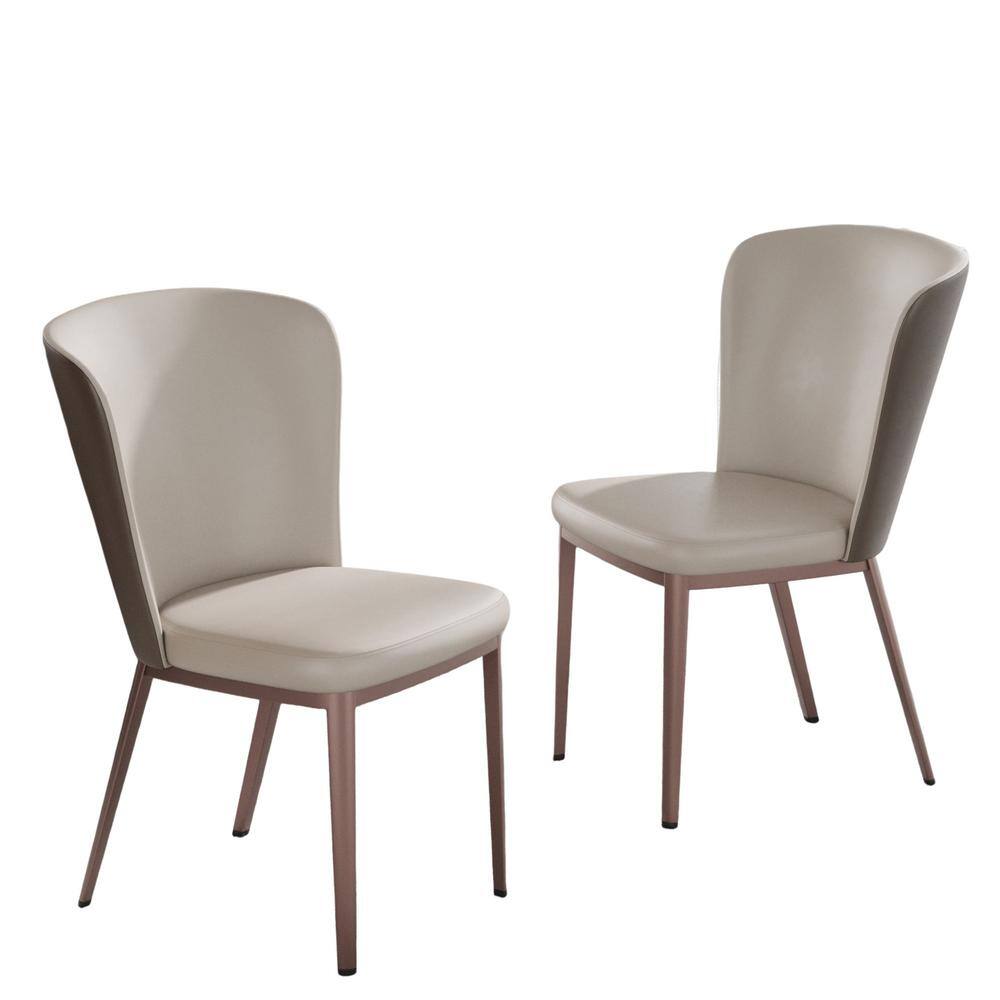 Magic Home Set of 2 Gray and White Dining Chair Living Room with Moran