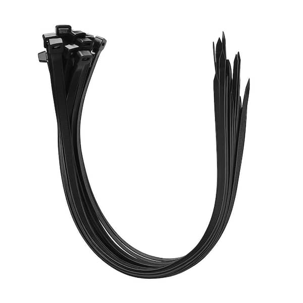 16 in. UV Resistant Nylon Cable Zip Tie Black 100-Pack Heavy Duty 200 lbs. Ultra Strong Plastic Wire Ties