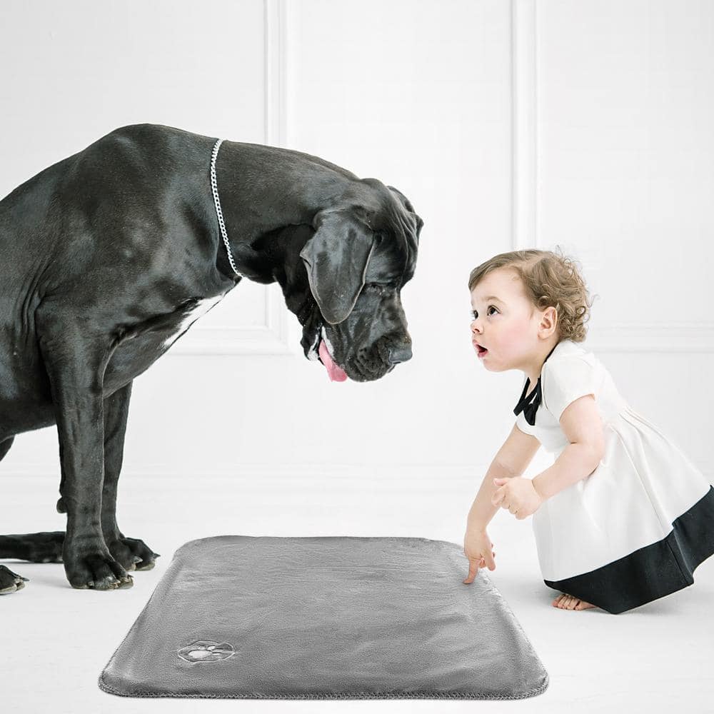 Gray Reversible Sherpa Fleece Waterproof Pet Blanket 30x40 Inch