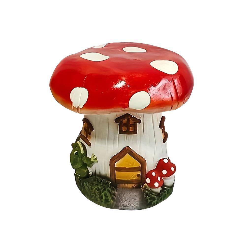 All-Weather 13.4 in. Plastic Mushroom House Outdoor Side Table, Oversized Garden Stool Chair for Indoor Patio Garden price history on PriceWatchPro