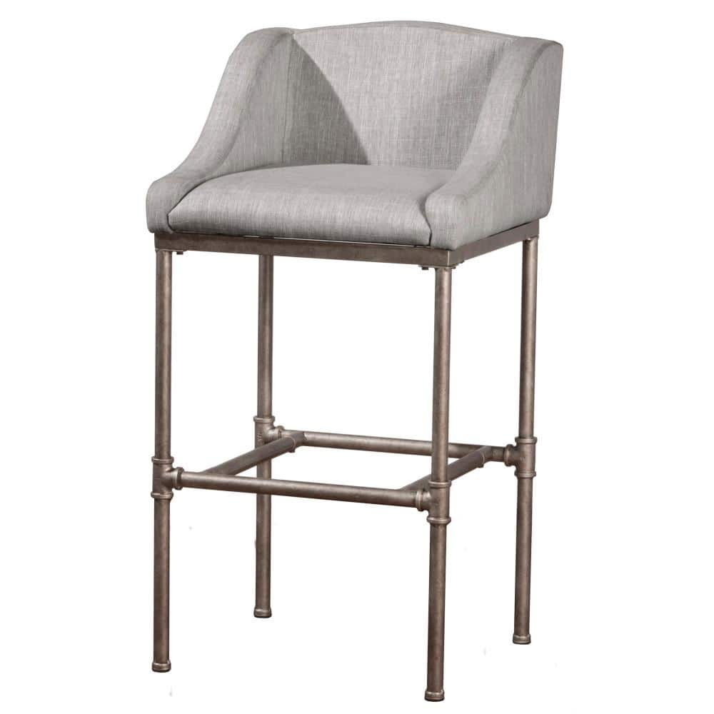 Dillon 27.7" Modern Industrial Gray Metal Bar Stool with Wingback Design
