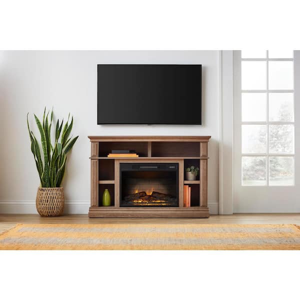 StyleWell Wolcott 48 in. Media Console Electric Fireplace in Prairie Ash