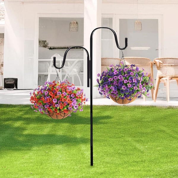 19 in. Double Purple Outdoor Artificial Daisy Flowers Hanging