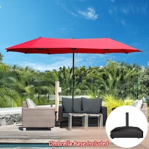 13 ft. Market Patio Umbrella 2-Side in Red with Mobile Base