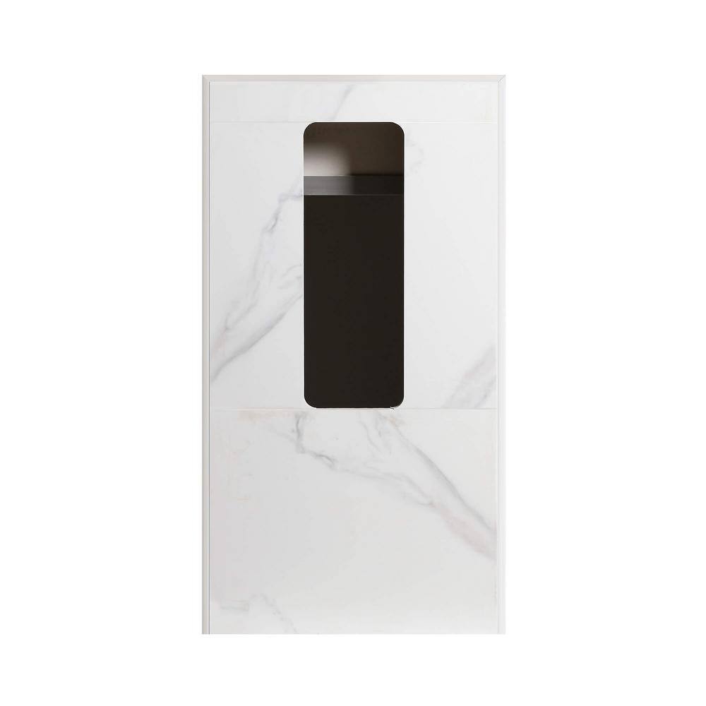 White Carrara Stone Square Pedestal Bathroom Sink